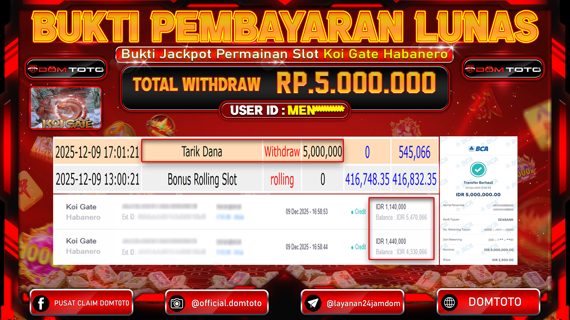 JACKPOT Permainan Slot Koi Gate Hababero 09 DECEMBER 2025